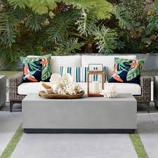 H & h concrete coffee tables are beautiful pieces of contemporary furniture that look fantastic on wooden, concrete and tiled floors. Lucca Concrete Outdoor Rectangle Coffee Table Patio Furniture Williams Sonoma