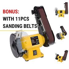 150mm Bench Grinder Linisher Sanding Grinding Wheel Belt Sander With 11 Belts 800000046172 Ebay