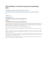 It is a summary of the most frequently used apa guidelines. Psy 550 Week 3 Informed Consent And Debriefing Gcu By Tutorials Service Issuu