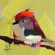 Bird Sitting On Window Sill Meaning Ruby Crowned Kinglet No 10 Art Print By Angela By Prattcreekart Pintura De Pajaros Pinturas Abstractas Arte De Aves