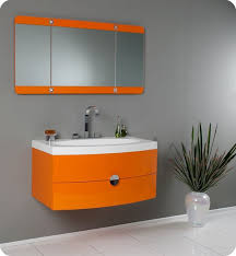 Fresca Energia Orange Bathroom Vanity W Three Panel Folding Mirror Faucet Modern Bathroom Vanity Contemporary Bathroom Vanity Single Sink Bathroom Vanity