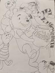 Drawing Of Winnie The Pooh Piglet Tigger Roo Gopher Disney Drawings Drawings Art