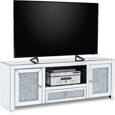 Beveled antique mirrors and gleaming silvery finish give this piece a dashing touch of shine while still enhancing any color scheme. Gigi Tv Stand American Signature Furniture