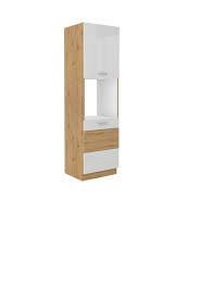Gratis lieferung zu dir nach hause! Kuchen Hochschrank 60 Cm Eiche Artisan Weiss Hochglanz Kuchenzeile Kuchenblock Kuechen Preisbombe