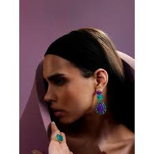 Buy MISS JO Peacock Paradise Chandelier Dangler Purple Earrings Online