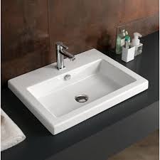 Modern Design Rectangular White Ceramic Sink With Overflow Sleek Bathroom Sink Can Be Drop In Bathroom Sinks Ceramic Bathroom Sink Contemporary Bathroom Sinks