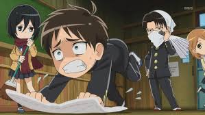 Because of a traumatic event, where the colossal titan ate his lunch back in middle school, eren hates the titans, and is constantly trying to. Attack On Titan Junior High Kartun Ilustrasi Kartun Ilustrasi