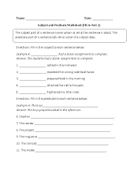Subject And Predicate Worksheet Writing Part 2 Subject And Predicate Subject And Predicate Worksheets Simple Sentences