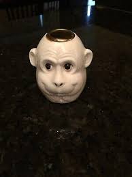 Vintage Fitz And Floyd White Monkey Taper Candle Holder