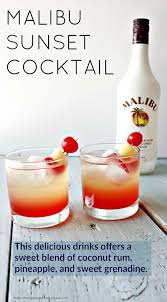 Malibu Sunset Cocktail Homemade Food Junkie Mixed Drinks Recipes Alcohol Drink Recipes Delicious Drink Recipes