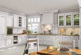 The appliances are also stainless steel. China White Oak Kitchen Cabinets With Glass Wall Cabinets Kc 042 China Cabinets Cabinet