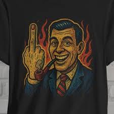 Middle Finger T-shirt Funny 50s Man With Pipe Tee Lowbrow Art Graphic Shirt  Black Tee Retro Humor Style Gift for Sarcastic Guy