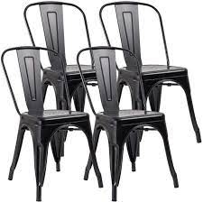 Maybe you would like to learn more about one of these? Amazon Com Jummico Metal Dining Chair Stackable Indoor Outdoor Industrial Vintage Chairs Bistro Kitchen Cafe Side Chairs With Back Set Of 4 Black Chairs