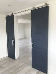Double Shaker Style Barn Doors Painted Navy Blue Blue Interior Doors Barn Door Closet Barn Doors Sliding