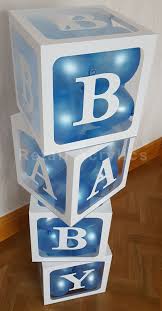 Since a shower can be held at any time of the day, consider serving brunch. Baby Blocks Acrylic Boxes Large Baby Shower Deco Baby Blocks Baby Shower Baby Shower Balloons