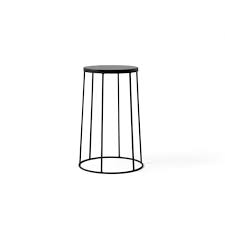 White patterned concrete outdoor side table: Menu Wire Marble Table Black Medium Black By Design