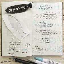 今回は お魚ダイアリー を描いてみました またまた 紙で魚の型紙を作って描いたので簡単でしたよ 使った文房具たち 使った文房具たちはこちら カラーペン リアルブラッシュ no 036 l 手帳 手作り 手帳術 文具