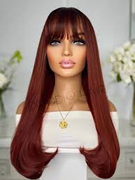Nancy-red With Bangs-synthetic Non-lace Wig