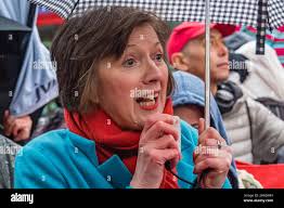 London, UK. 12th November 2019. Frances O'Grady, General Secretary, TUC  speaks. A rally by strikers from 6 South London McDonald's stores and  supporters at Downing St demanded £15 an hour, an end
