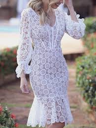 Crochet Lace Lace Up Back Fishtail Midi Dress Chic Casual Pretty Elegant Evening Floral Beautiful Fishtail Midi Dress Lace Dress Styles Fashion Dresses