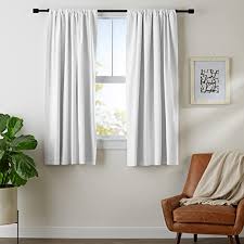 Amazon Com Amazonbasics Room Darkening Blackout Window Curtains With Tie Backs Set 52 X 63 White Home Kitchen