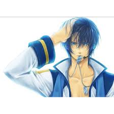 Blue Eyes Blue Hair Dogtags Headphones Kaito Male Solo Sweat Vocaloid Liked On Polyvore Featuring Anime Vocaloid And Anime Vocaloid Kaito Vocaloid Kaito