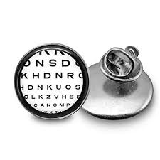 Optometrist Eye Chart Tie Tack Handmade Lapel Pin Glass 18mm Large