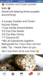 Isagenix Cookies Cream Protein Balls Protein Powder Recipes Protein Smoothie Recipes Food