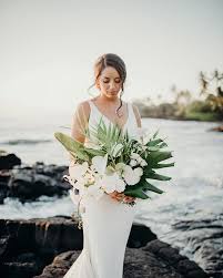 Makeup for photography is a completely different art form than makeup to just look pretty and go dancing. Kona Hawaii Intimate Wedding Big Island Elopement Tropical Flowers White Green B Tropical Wedding Bouquets White Wedding Flowers White Wedding Bouquets