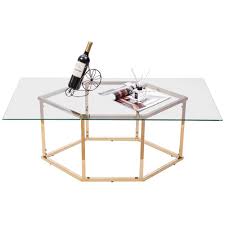 Everything in stock except marked sold out. Bold Tones Rectangular Glass Top Hexagon Gold Stainless Steel Metal Base Coffee Table The Home Depot Canada