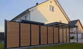 Myport Sichtschutz Aus Stahl Mit Wpc Fullung Wpc Holz Fahrradschuppen Holz Carport Stahl