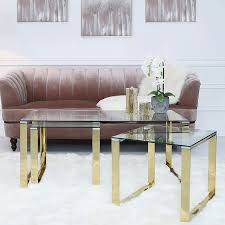 Explore 129 listings for glass coffee tables for sale at best prices. Set Of 1 Harper Gold And Clear Glass Coffee Table And 2 End Tables Picture Perfect Home