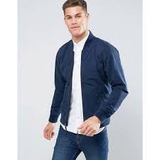 Hollister Bomber Jacket Stretch In Navy 39 Liked On Polyvore Featuring Men S Fashion Men S Cloth Blue Jacket Men Jackets Men Fashion Cool Jackets For Men