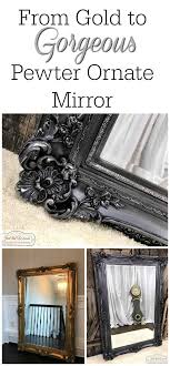 Black And Gold Mirror Frame Ornate Mirror Painted Metallic Pewter Ornate Mirror Mirror Frame Diy Painting Mirror Frames