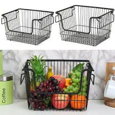 Shop with afterpay on eligible items. Black Metal Wire Kitchen Vegetable Fruit Basket Storage Rack Stacking Organizer Ebay