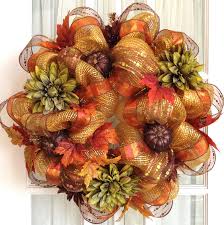 Fall Deco Mesh Wreath Ideas Deco Mesh Fall Wreath Gold Copper Brown Dahlias Glitter Pumpkins Door With Images Fall Deco Mesh Wreath Fall Mesh Wreaths Fall Deco Mesh