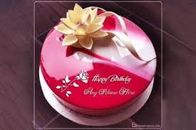 Happy Birthday Cake For Boyfriend With Name Edit Beautiful Flowers Elegant Cake With Name Edit In 2020 Birthday Cake Writing Cake Name Elegant Birthday Cakes