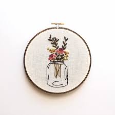 Iron the heart in place on the mason jar. Spring Floral Mason Jar Embroidery Wall Art Wildflower Wall Etsy Embroidery Wall Art Embroidery Hoop Wall Art Etsy Embroidery