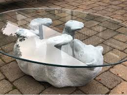 Everyone who has been to our house has fallen in love with it. Mid Century Modern Polar Bear Cub Cocktail Coffee Table Oval Glass Top At 1stdibs