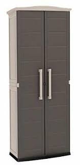 If you don't necessarily need a full cabinet, this also comes in a much smaller size. Keter 228852 Boston Tall Outdoor Storage Shed Cabinet Brown Storageshedi