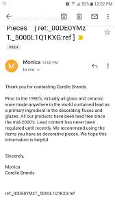 Yahoo finance has confirmed that the floral bouquet pattern is currently on auction on ebay for $5,000. Corelle Recommends Using Their Pre 2005 Dishes As Decorative Pieces Due To Concerns For High Levels Of Lead