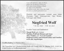 Siegfried j wolf, seigfried wolf, siegfield wolf. Traueranzeigen Von Siegfried Wolf Trauer In Thueringen De