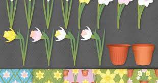 Daffodils Clipart Flowers Digital Papers And Flower Pots Image Bundle For Spring Garden Scrapbooking And Floral Craft Instant Download Craft Images Spring Crafts Flower Clipart