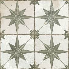 Glazed ceramic tile material tile and plank vinyl flooring is ideal for a diy project because they are easy to install. Scintilla Olive Green Star Pattern 45cm X 45cm Wall Floor Tile