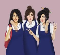 3 540 Likes 221 Comments Sara Ahmed Sarra Art On Instagram صديقاتي سأجعل ابنتي تبحث عن صديقات مثلكم تمام Girly M Drawings Of Friends Bff Drawings
