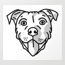 Pitbull Dog Print Black And White Halftone Art Print By Pitbull Art Halftone Art Pitbull Drawing