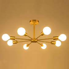 Nordic Modern Branching 6 8 Light Bedroom Semi Flush Mount In Gold Ceiling Lights Bedroom Ceiling Light Bedroom Lighting Gold Ceiling Light