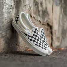 Vans Og Classic Slip On Lx Canvas Black White Checkerboard Footshop Vans Checkerboard Slip On Vans Vans Checkerboard