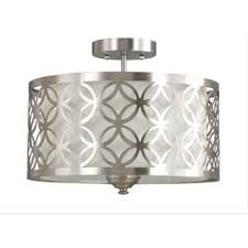 Shop Allen Roth Earling 15 In W Brushed Nickel Fabric Semi Flush Mount Light At Lowes C Semi Flush Mount Lighting Flush Mount Lighting Hallway Light Fixtures