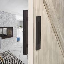12 Square Barn Door Pull With Flush Plate Latch Matte Black Barn Door Handles Hardware Barn Door Barn Door Handles
